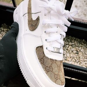 CUSTOM GUCCI ALL WHITE AF-1’s Size 7y